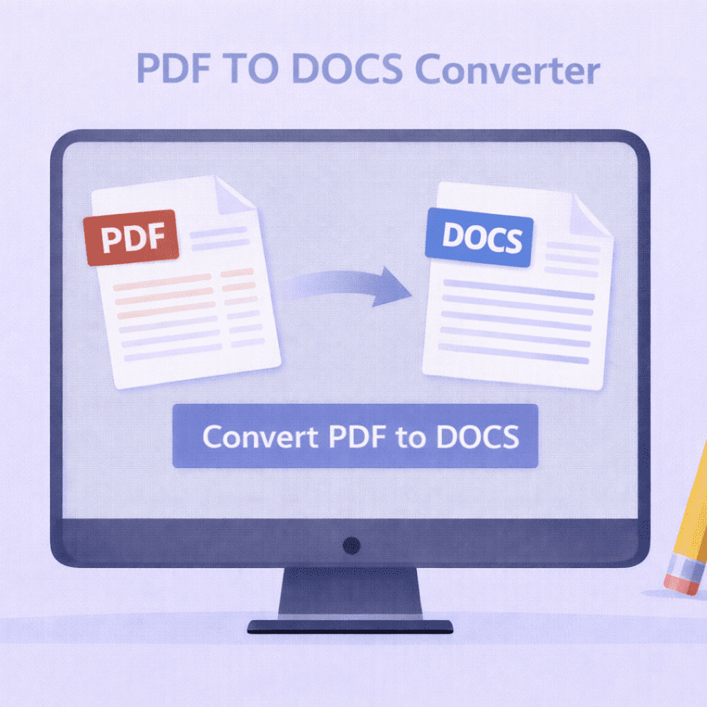 PDF TO DOCS converter showing PDF file converting into Word document