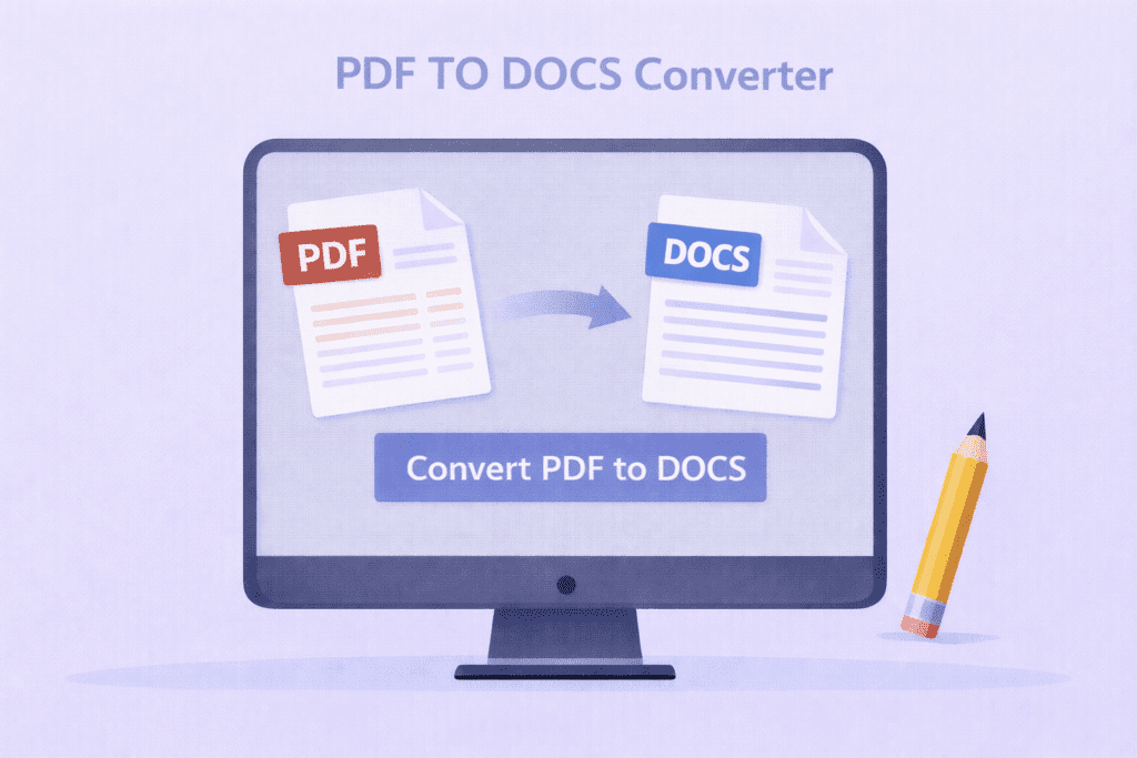 PDF TO DOCS converter showing PDF file converting into Word document
