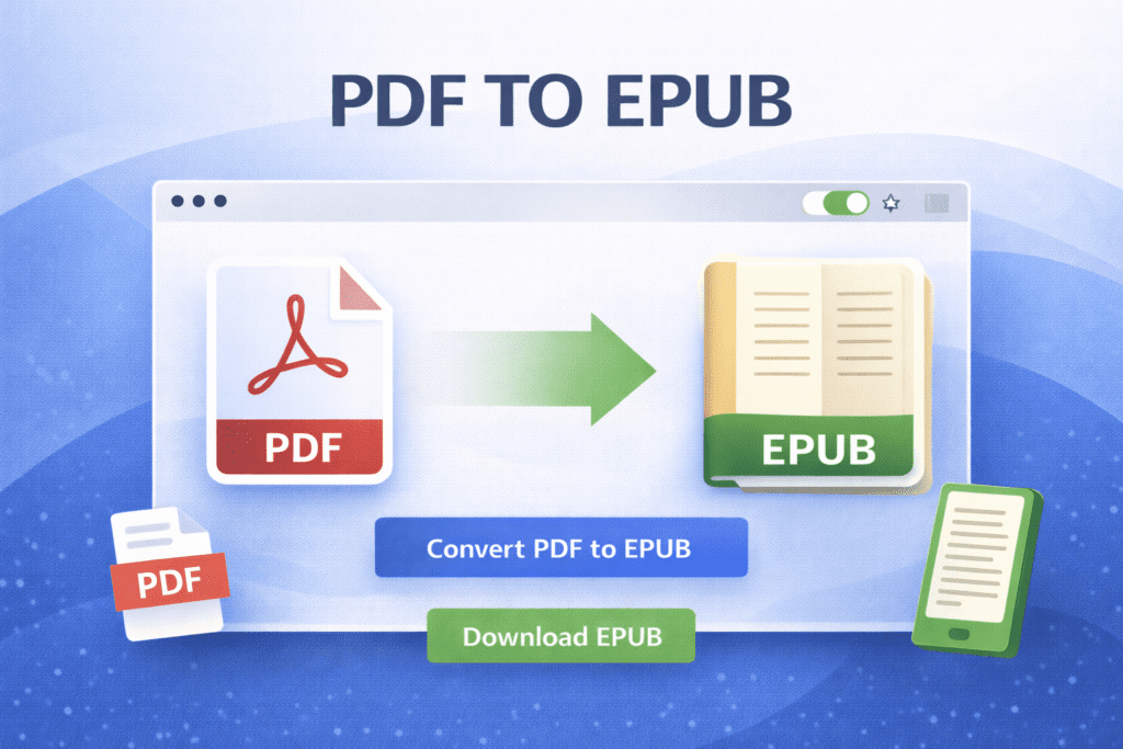 PDF TO EPUB 1 PDF TO EPUB converter interface showing PDF file converted into EPUB format