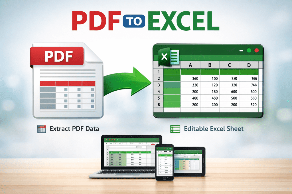 PDF TO EXCEL showing PDF data converted into Excel sheet
