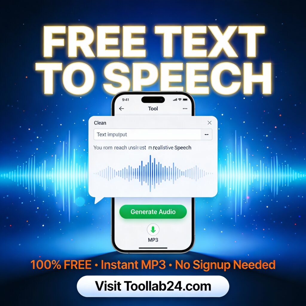 TEXT TO SPEECH interface showing text