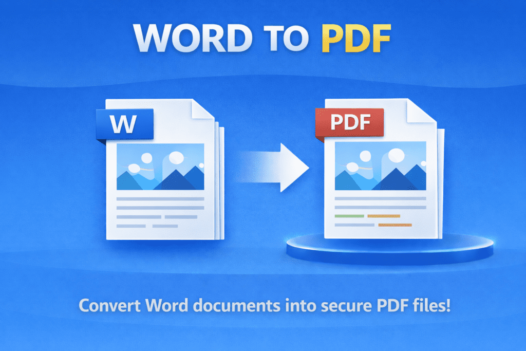 WORD TO PDF converter showing Word document converting into PDF file