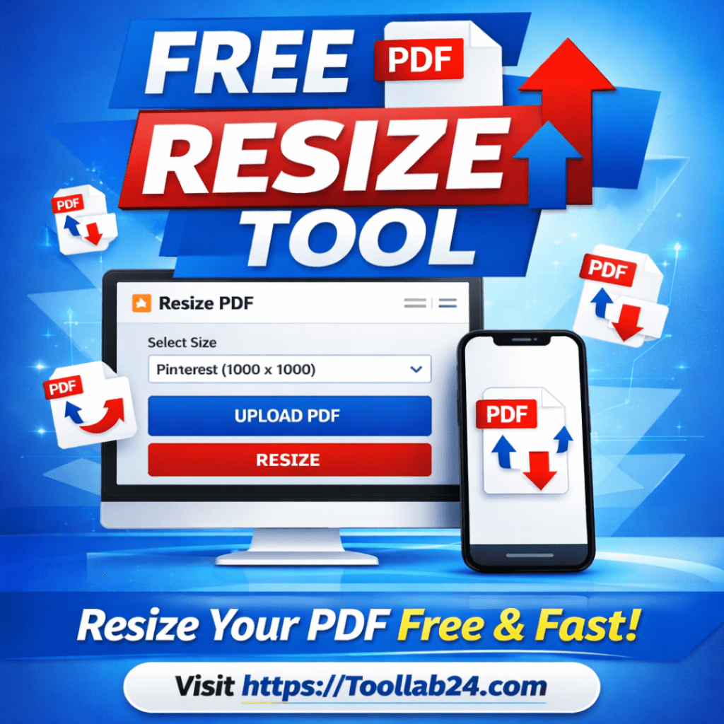 Free high-quality PDF resize tool at Toollab24