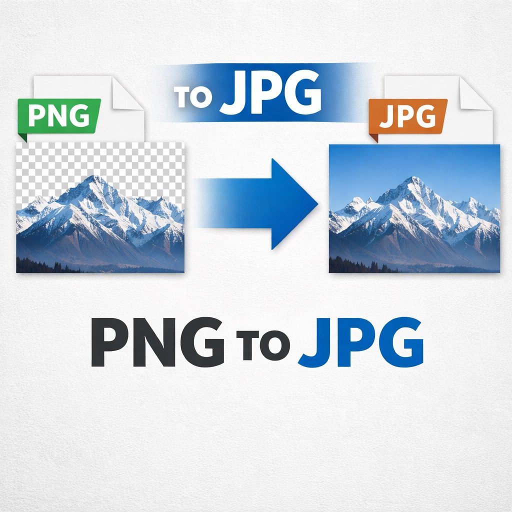 PNG to JPG online free conversion showing a PNG image with transparent background converted into a JPG image with a solid background