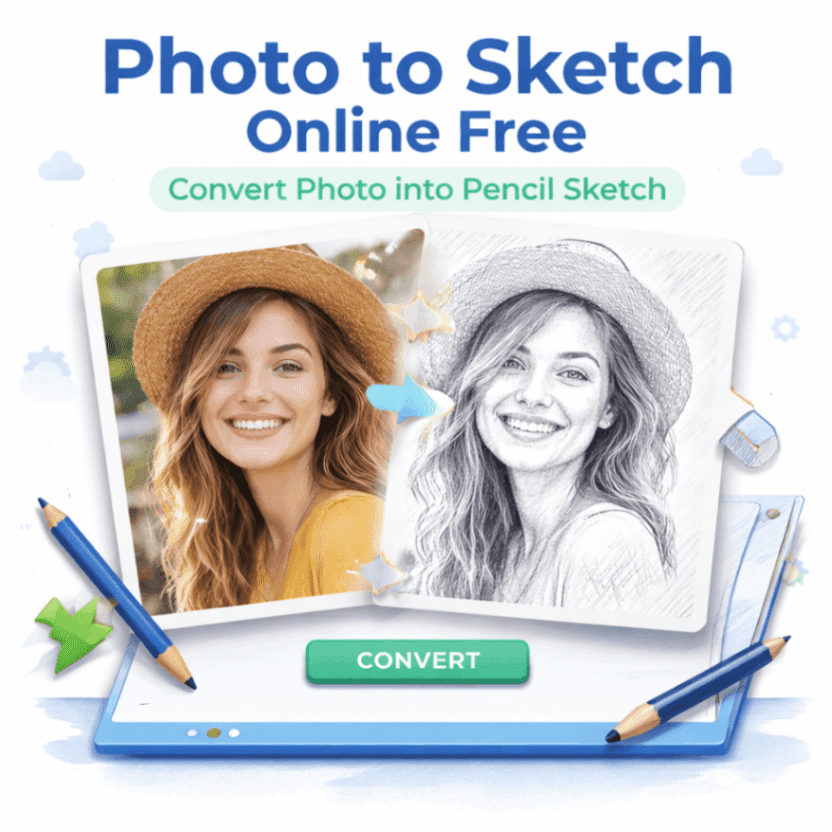 Photo to sketch online free tool converting a photo into a realistic pencil sketch image