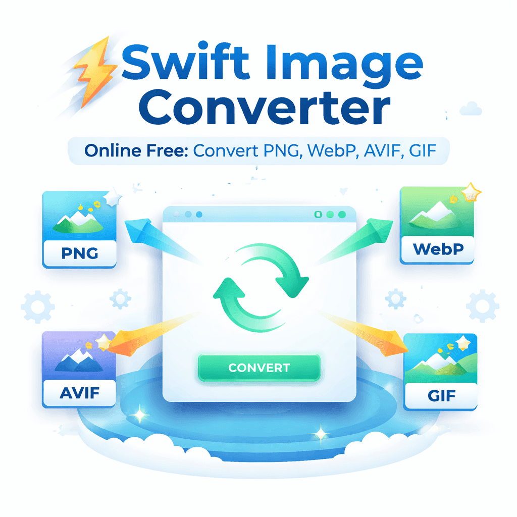 Swift image converter online free tool for converting PNG, JPG, WebP, AVIF, and GIF images quickly