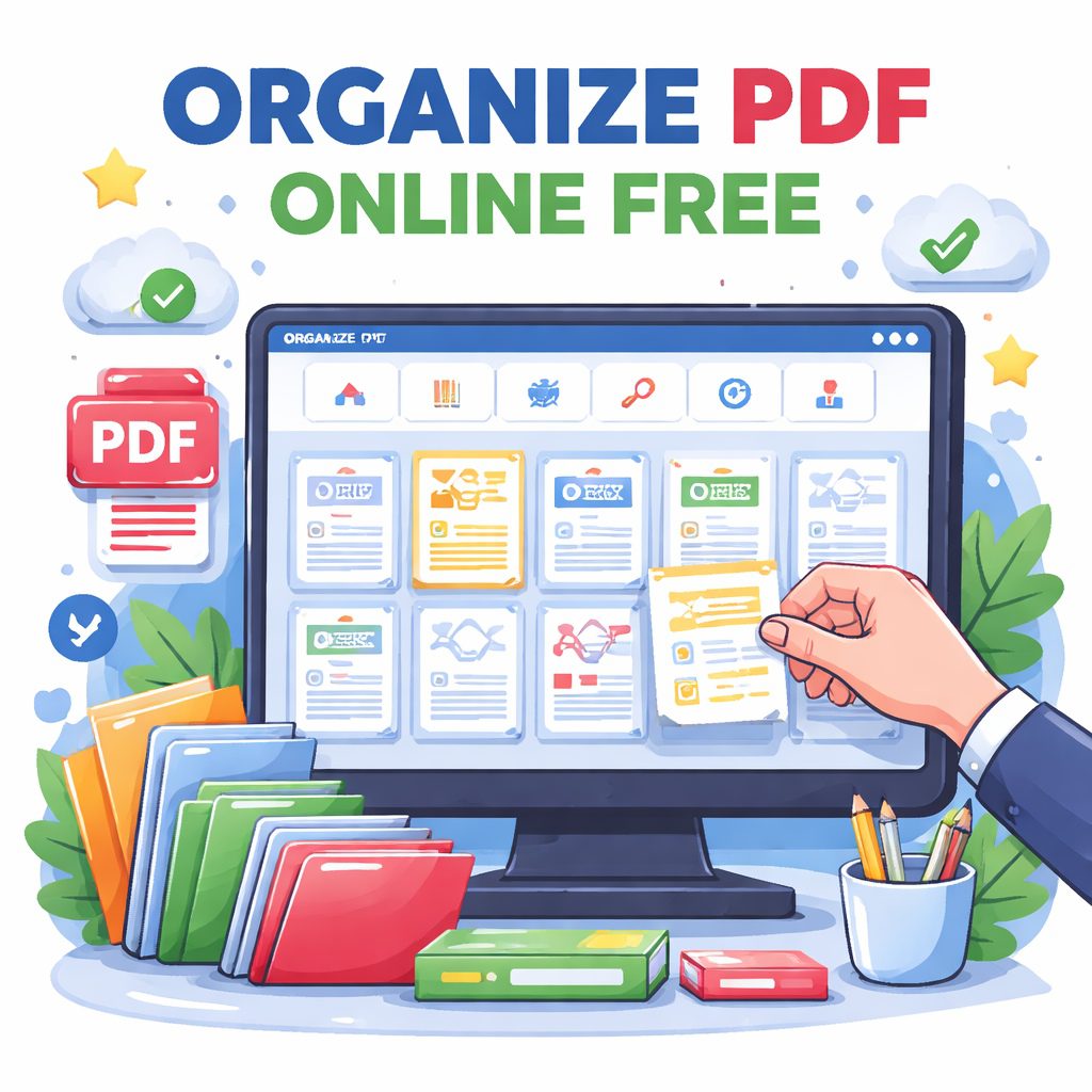 Organize PDF converter online free tool interface showing page arrangement and document management