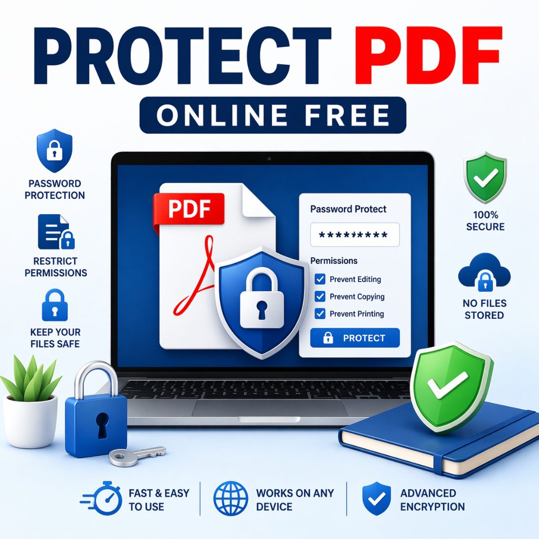Protect PDF online free tool showing password protection and secure PDF file